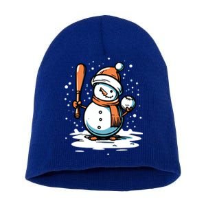 Baseball Christmas Merry Xmas Santa Claus Pitcher Catcher Gift Short Acrylic Beanie