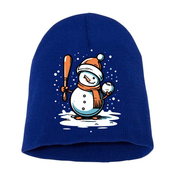 Baseball Christmas Merry Xmas Santa Claus Pitcher Catcher Gift Short Acrylic Beanie