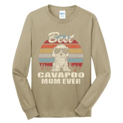 Best Cavapoo Mom Ever Vintage Retro Dog Mom Tall Long Sleeve T-Shirt