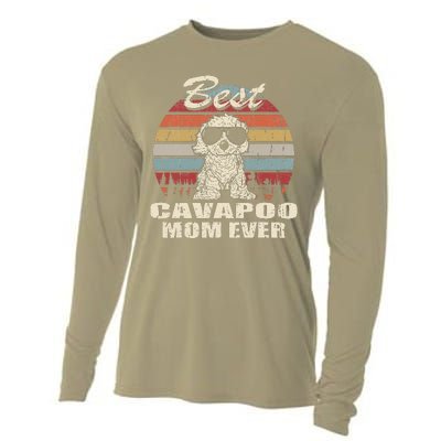 Best Cavapoo Mom Ever Vintage Retro Dog Mom Cooling Performance Long Sleeve Crew