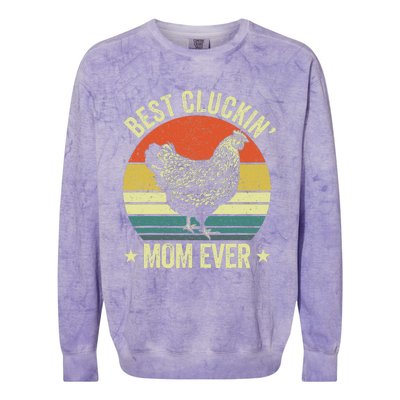 Best Cluckin Mom Ever, Retro Funny Clucking Chicken Farmer Colorblast Crewneck Sweatshirt