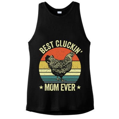 Best Cluckin Mom Ever, Retro Funny Clucking Chicken Farmer Ladies PosiCharge Tri-Blend Wicking Tank
