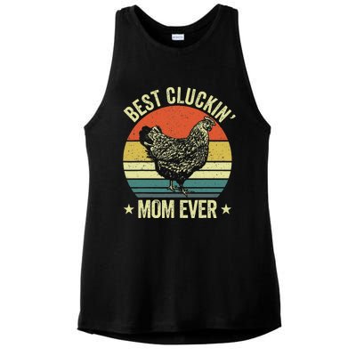 Best Cluckin Mom Ever, Retro Funny Clucking Chicken Farmer Ladies PosiCharge Tri-Blend Wicking Tank