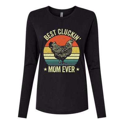 Best Cluckin Mom Ever, Retro Funny Clucking Chicken Farmer Womens Cotton Relaxed Long Sleeve T-Shirt