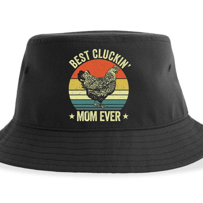 Best Cluckin Mom Ever, Retro Funny Clucking Chicken Farmer Sustainable Bucket Hat
