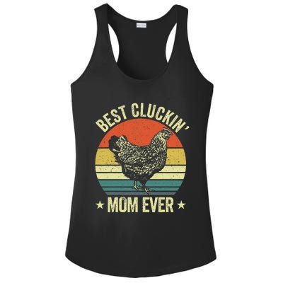 Best Cluckin Mom Ever, Retro Funny Clucking Chicken Farmer Ladies PosiCharge Competitor Racerback Tank