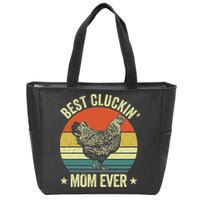 Best Cluckin Mom Ever, Retro Funny Clucking Chicken Farmer Zip Tote Bag
