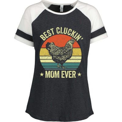 Best Cluckin Mom Ever, Retro Funny Clucking Chicken Farmer Enza Ladies Jersey Colorblock Tee