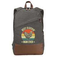 Best Cluckin Mom Ever, Retro Funny Clucking Chicken Farmer Cotton Canvas Backpack