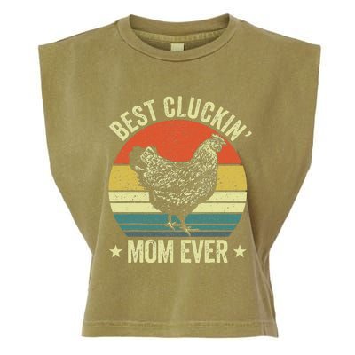 Best Cluckin Mom Ever, Retro Funny Clucking Chicken Farmer Garment-Dyed Women's Muscle Tee