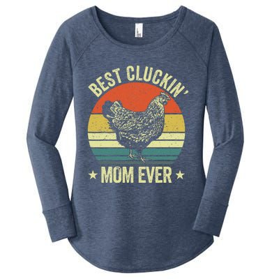 Best Cluckin Mom Ever, Retro Funny Clucking Chicken Farmer Women's Perfect Tri Tunic Long Sleeve Shirt