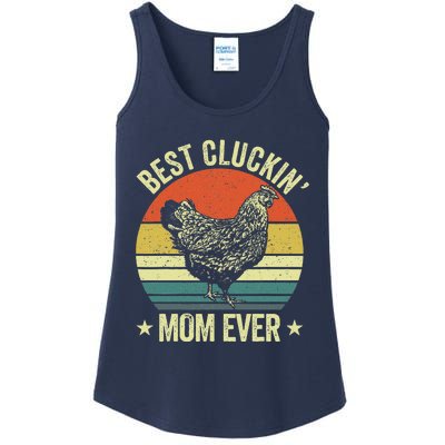 Best Cluckin Mom Ever, Retro Funny Clucking Chicken Farmer Ladies Essential Tank