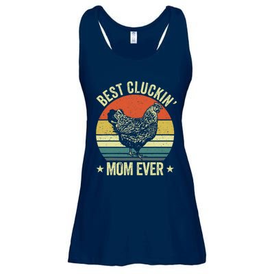 Best Cluckin Mom Ever, Retro Funny Clucking Chicken Farmer Ladies Essential Flowy Tank