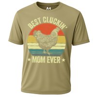 Best Cluckin Mom Ever, Retro Funny Clucking Chicken Farmer Cooling Performance Crew T-Shirt