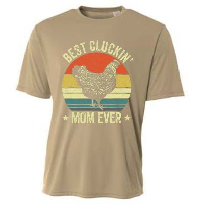 Best Cluckin Mom Ever, Retro Funny Clucking Chicken Farmer Cooling Performance Crew T-Shirt