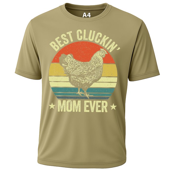 Best Cluckin Mom Ever, Retro Funny Clucking Chicken Farmer Cooling Performance Crew T-Shirt