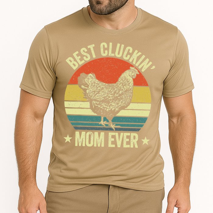 Best Cluckin Mom Ever, Retro Funny Clucking Chicken Farmer Cooling Performance Crew T-Shirt