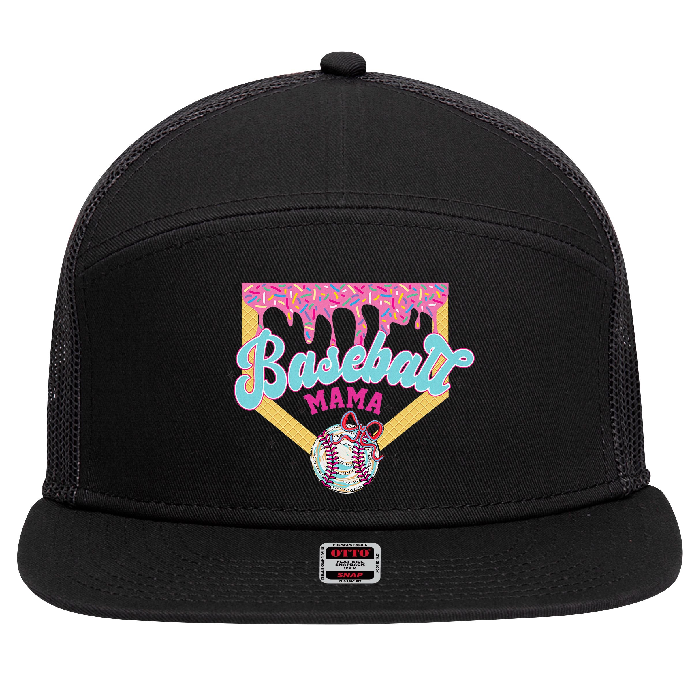 Baseball Cute Mama Ice Cream Cute Baseball Mom Gift 7 Panel Mesh Trucker Snapback Hat