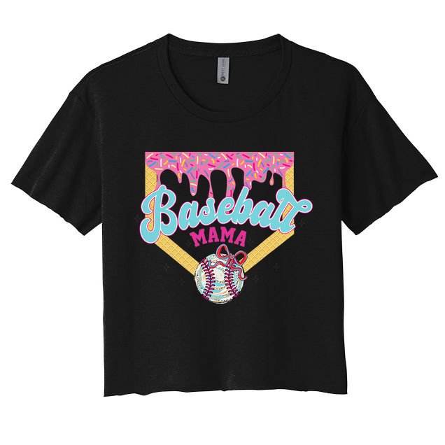 Baseball Cute Mama Ice Cream Cute Baseball Mom Gift Crop Top