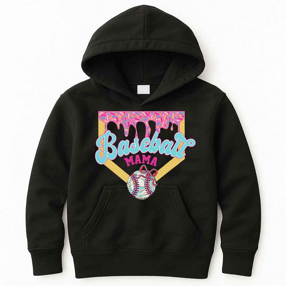 Baseball Cute Mama Ice Cream Cute Baseball Mom Gift Kids Hoodie
