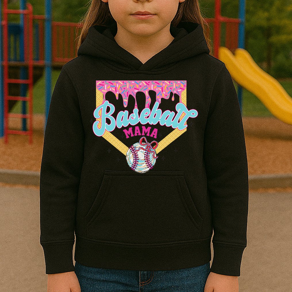 Baseball Cute Mama Ice Cream Cute Baseball Mom Gift Kids Hoodie