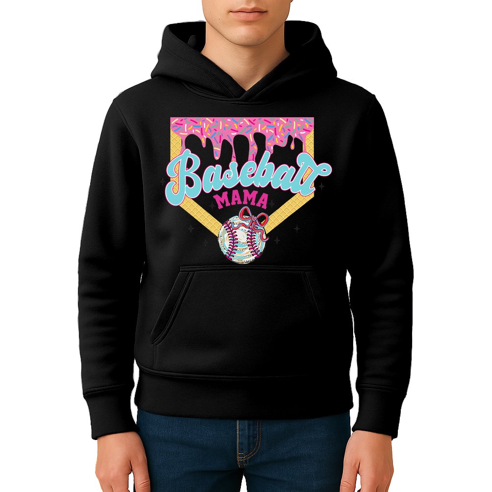 Baseball Cute Mama Ice Cream Cute Baseball Mom Gift Kids Hoodie