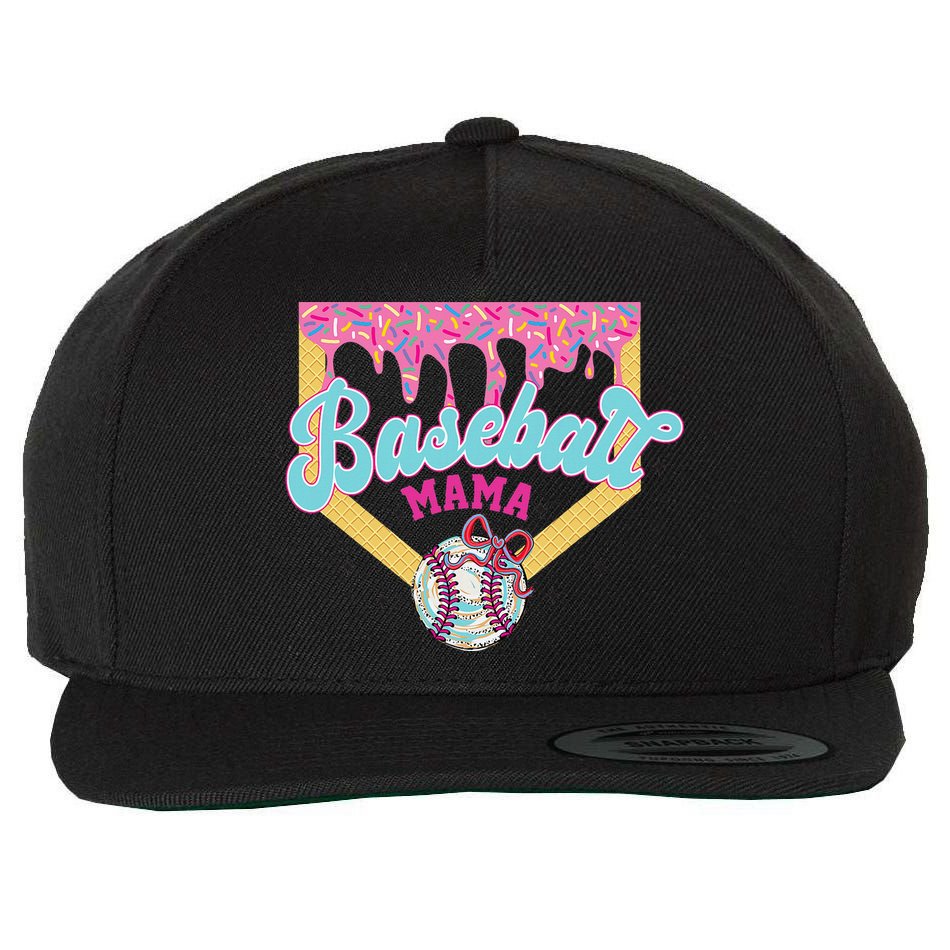 Baseball Cute Mama Ice Cream Cute Baseball Mom Gift Wool Snapback Cap