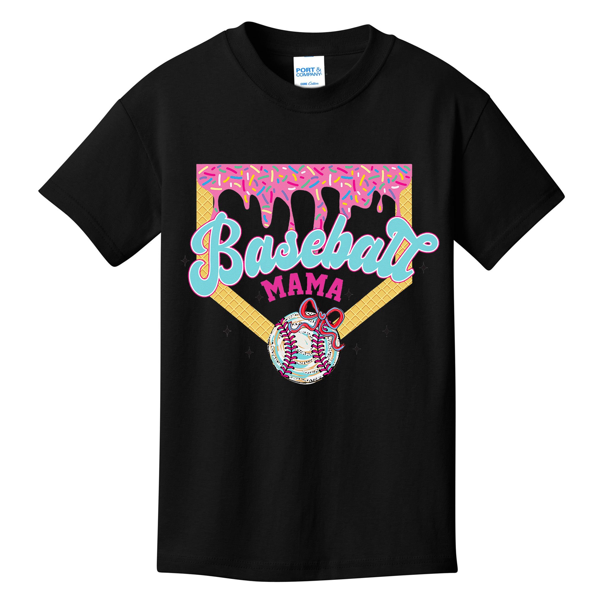 Baseball Cute Mama Ice Cream Cute Baseball Mom Gift Kids T-Shirt
