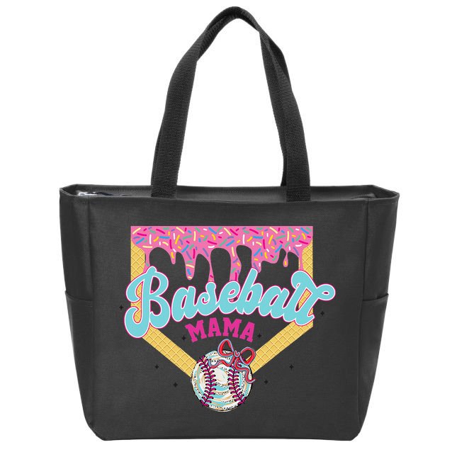 Baseball Cute Mama Ice Cream Cute Baseball Mom Gift Zip Tote Bag