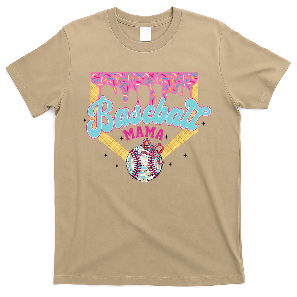 Baseball Cute Mama Ice Cream Cute Baseball Mom Gift T-Shirt