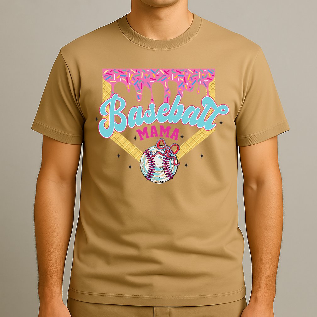 Baseball Cute Mama Ice Cream Cute Baseball Mom Gift T-Shirt