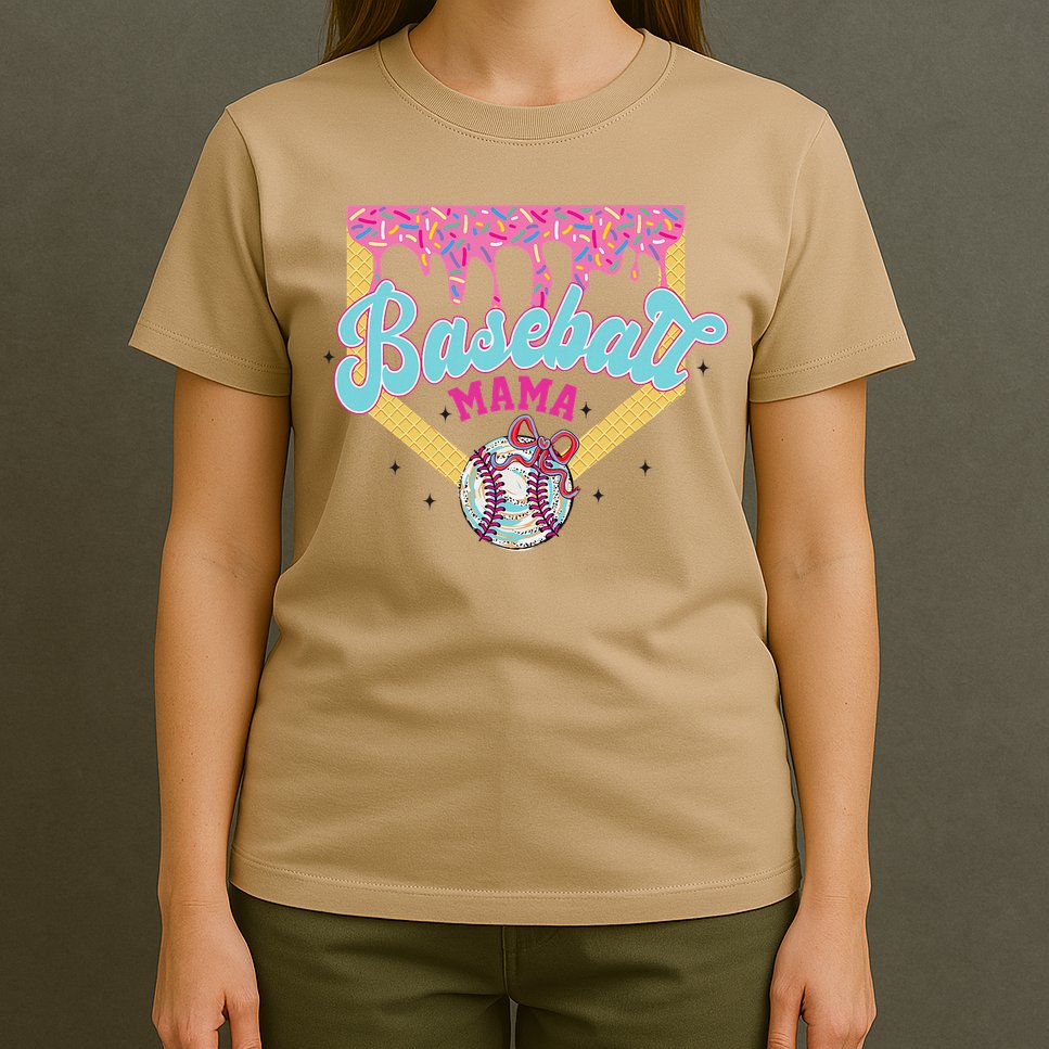 Baseball Cute Mama Ice Cream Cute Baseball Mom Gift T-Shirt