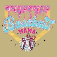 Baseball Cute Mama Ice Cream Cute Baseball Mom Gift T-Shirt