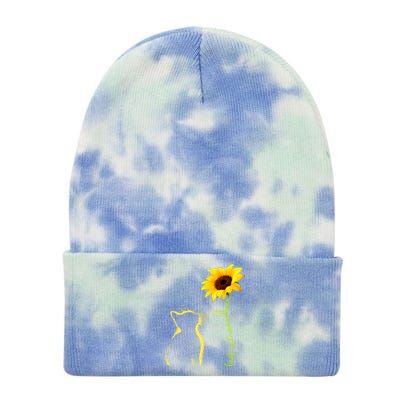 Best Cat Mom Ever Sunflower Mothers Day Gifts For Cat Lover Tie Dye 12in Knit Beanie