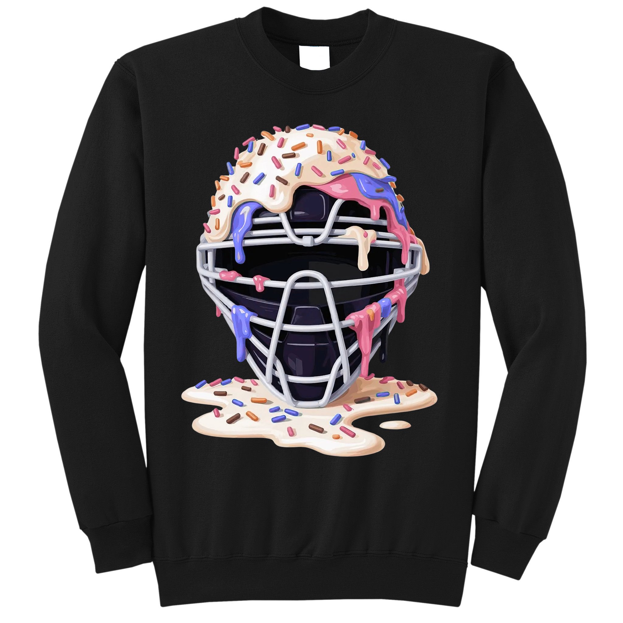 Baseball Catcher Mask Ice Cream Dripping Fan Sweatshirt