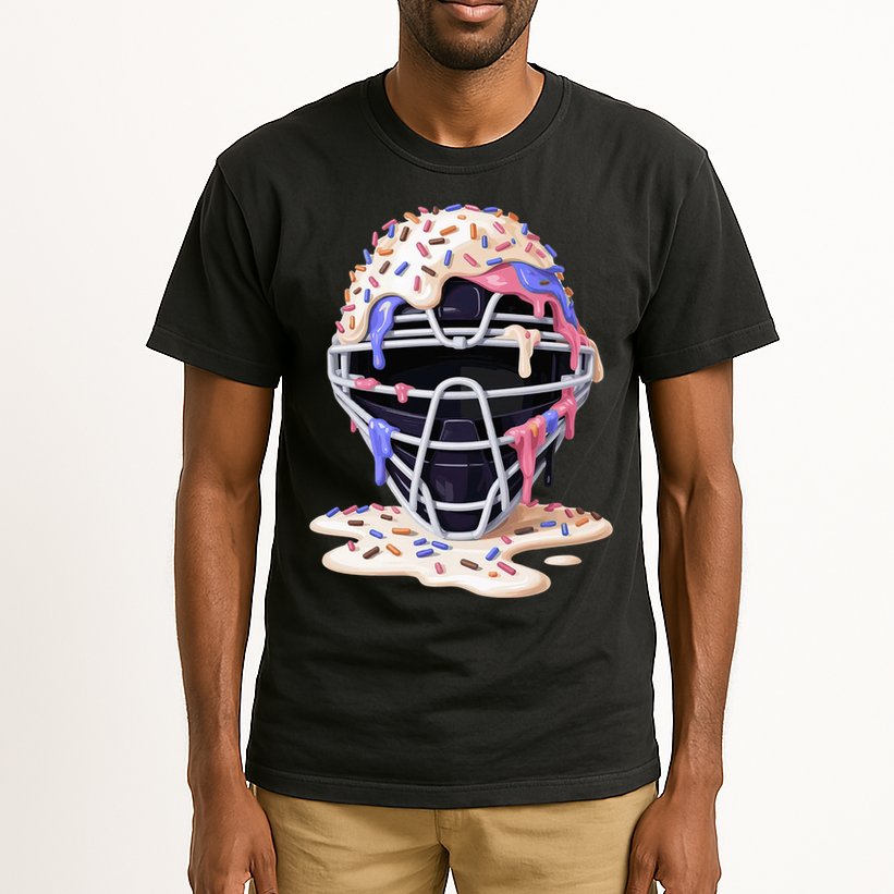 Baseball Catcher Mask Ice Cream Dripping Fan Tall T-Shirt