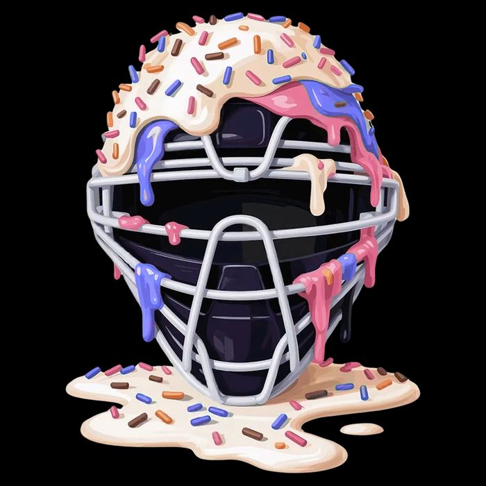 Baseball Catcher Mask Ice Cream Dripping Fan Tall T-Shirt
