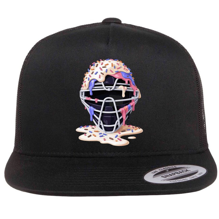 Baseball Catcher Mask Ice Cream Dripping Fan Flat Bill Trucker Hat