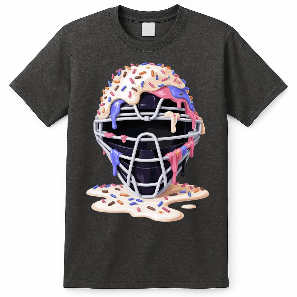 Baseball Catcher Mask Ice Cream Dripping Fan T-Shirt