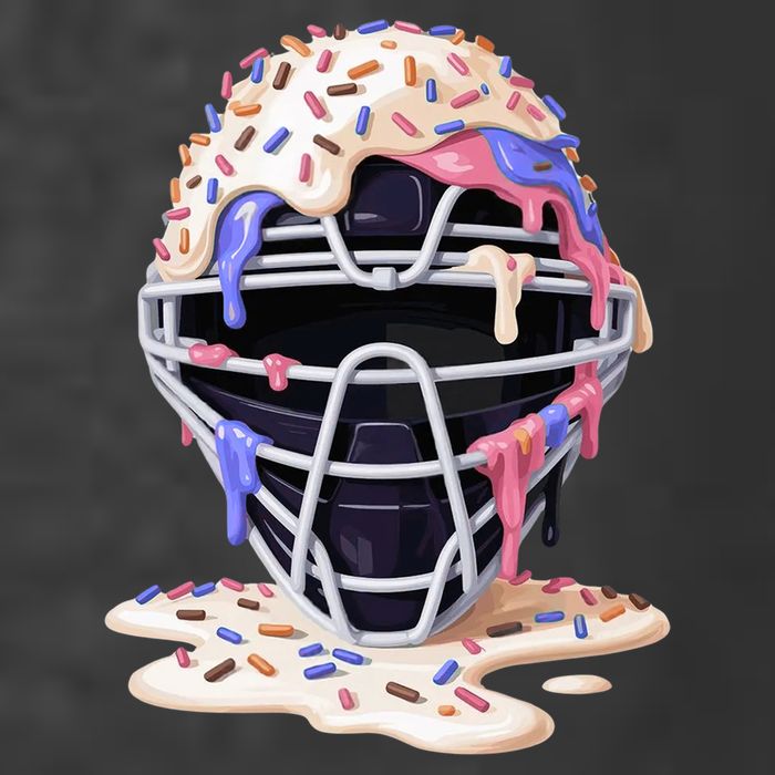 Baseball Catcher Mask Ice Cream Dripping Fan T-Shirt