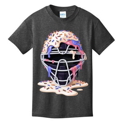Baseball Catcher Mask Ice Cream Dripping Fan Kids T-Shirt