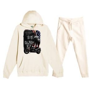 Biker Christian Motorcycles Lover One Nation Under God Premium Hooded Sweatsuit Set