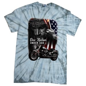 Biker Christian Motorcycles Lover One Nation Under God Tie-Dye T-Shirt