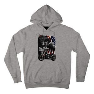 Biker Christian Motorcycles Lover One Nation Under God Tall Hoodie