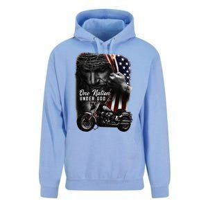 Biker Christian Motorcycles Lover One Nation Under God Unisex Surf Hoodie