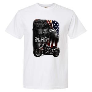 Biker Christian Motorcycles Lover One Nation Under God Garment-Dyed Heavyweight T-Shirt