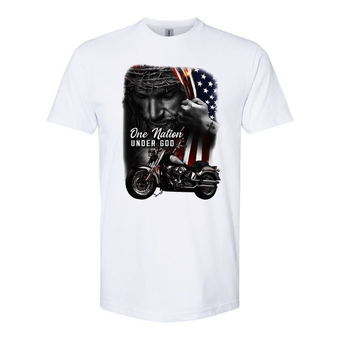 Biker Christian Motorcycles Lover One Nation Under God Softstyle CVC T-Shirt