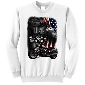 Biker Christian Motorcycles Lover One Nation Under God Sweatshirt