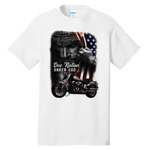 Biker Christian Motorcycles Lover One Nation Under God Tall T-Shirt