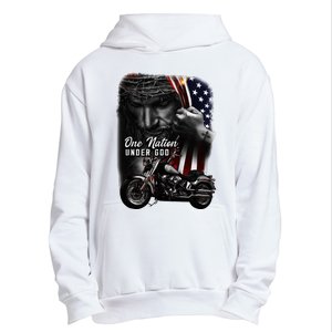 Biker Christian Motorcycles Lover One Nation Under God Urban Pullover Hoodie